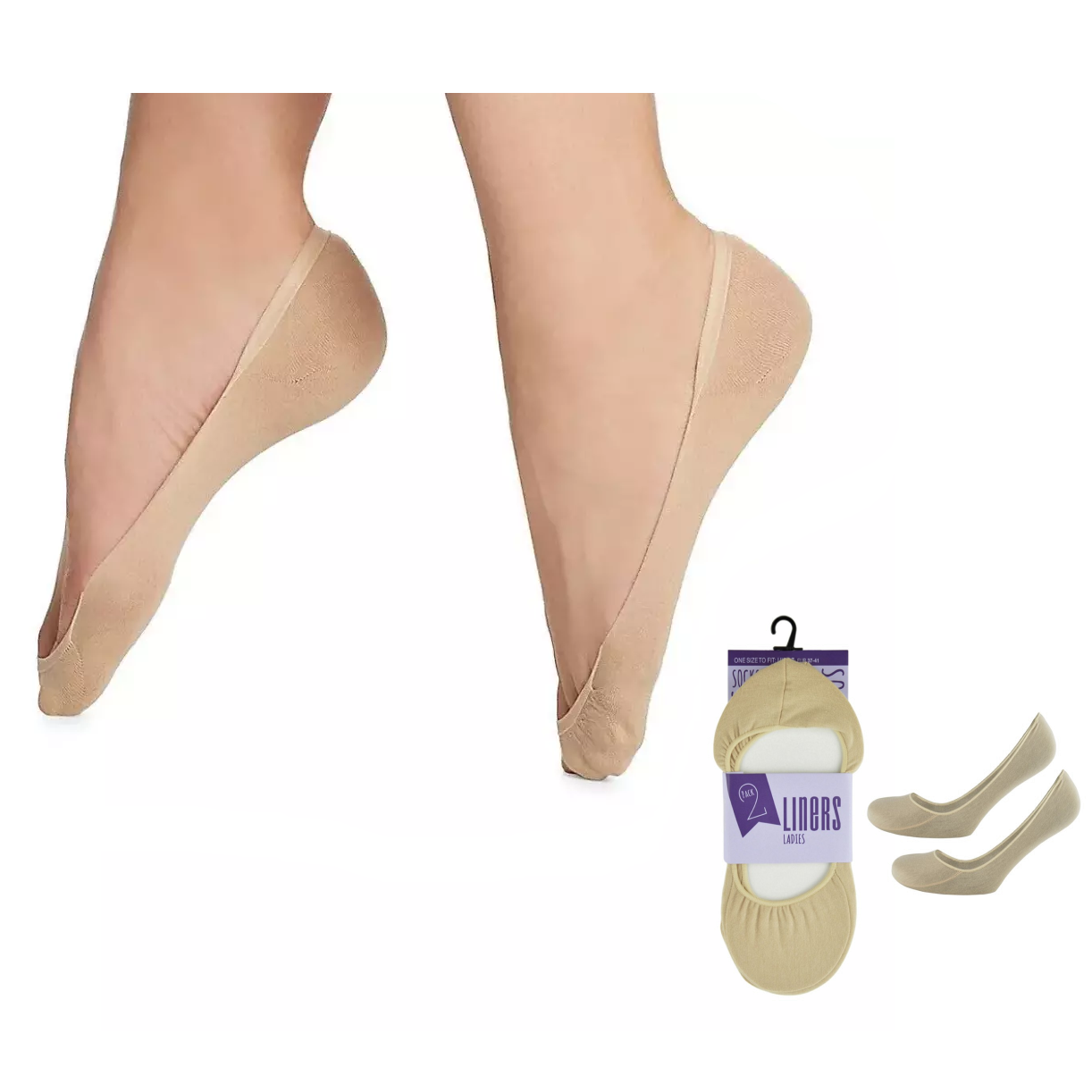 WOMENS LADIES FOOTSIES SHOE LINERS ANKLE SOCKS Invisible-NUDE