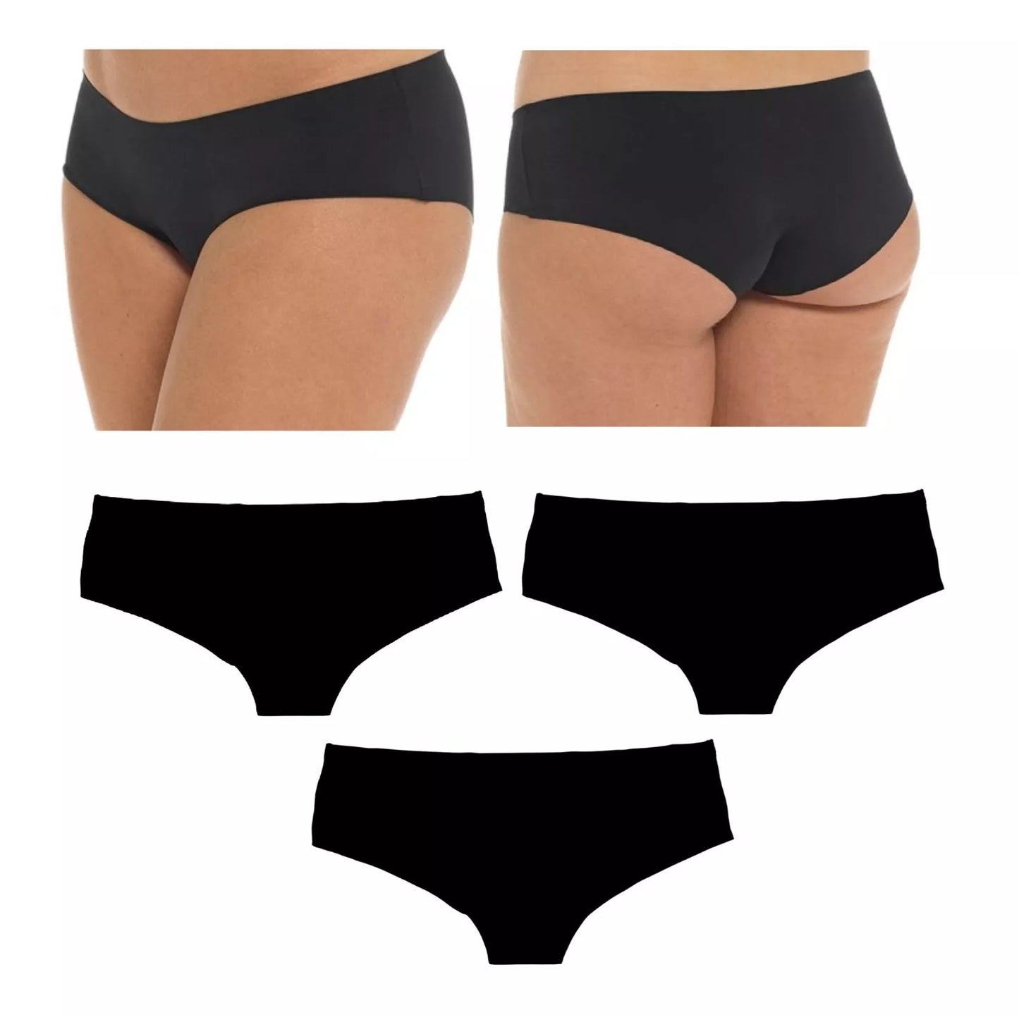 Anucci Ladies NO VPL Seamless Invisible Shorts Briefs 3 Pack