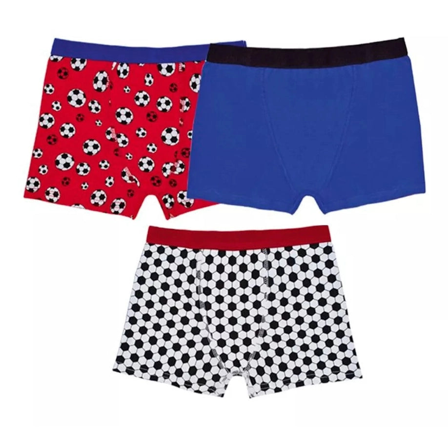 TOM FRANKS - Boys 3 Pairs Football Print Cotton Rich Boxer Trunk Underwear - Mayra Hosiery LTD