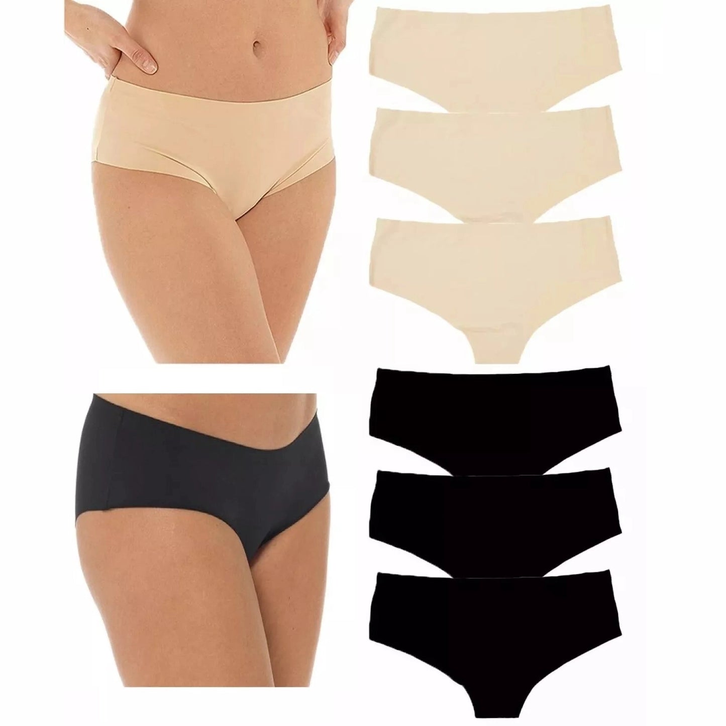 Anucci Ladies NO VPL Seamless Invisible Shorts Briefs 3 Pack