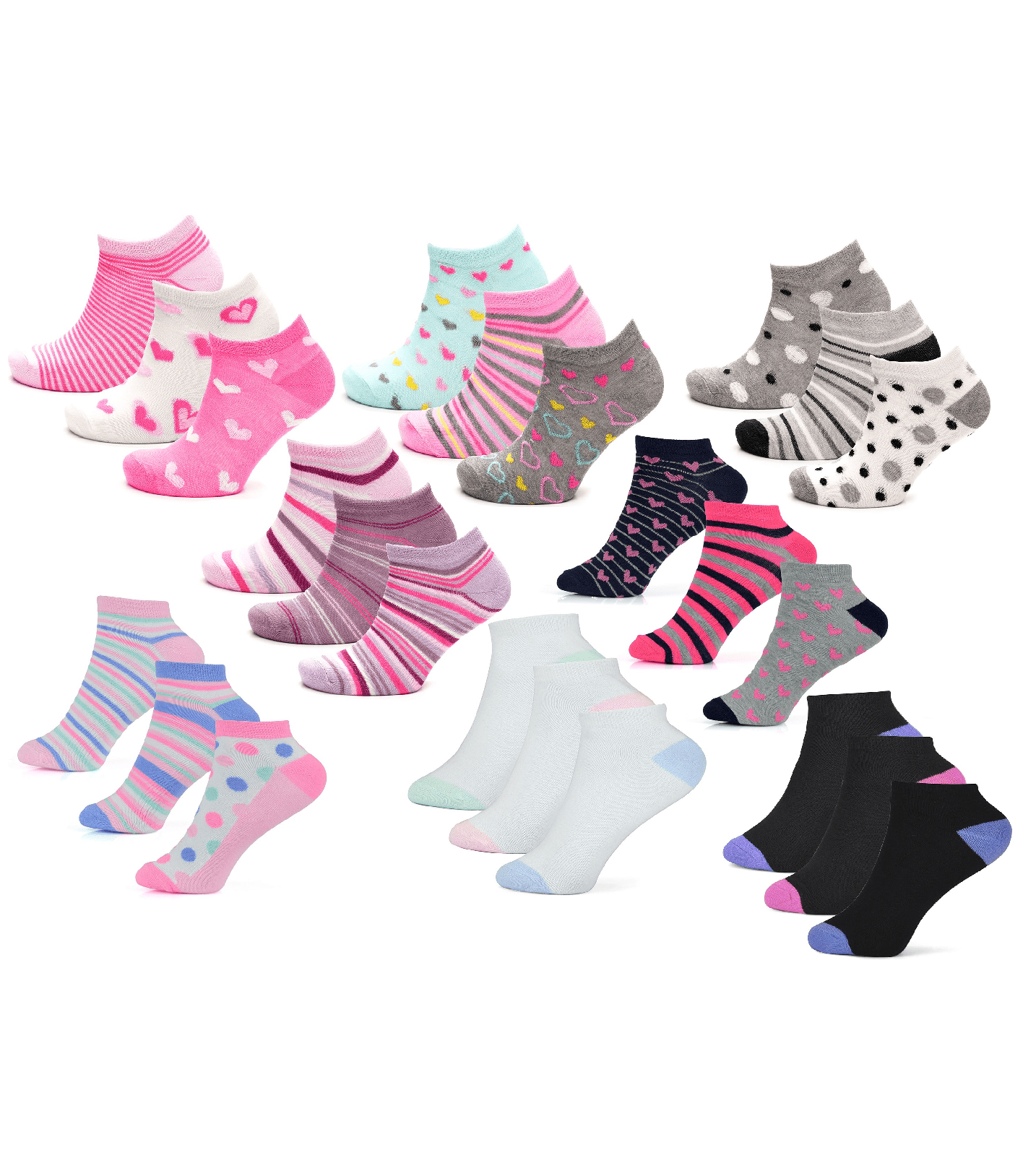 Ladies Liner Sports Socks Funky Designs 4-7, 6 or 12 Pairs