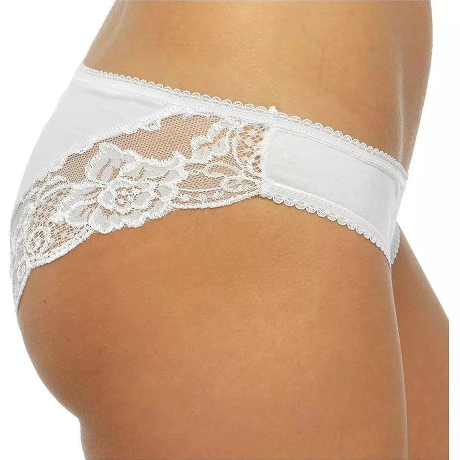 Anucci Ladies Brazilian Lace Briefs Cotton Rich Knickers Underwear (5 Pack) - Mayra Hosiery