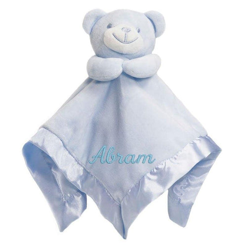 Baby Comforter plush Security Blanket With Satin Back- Blue Bear