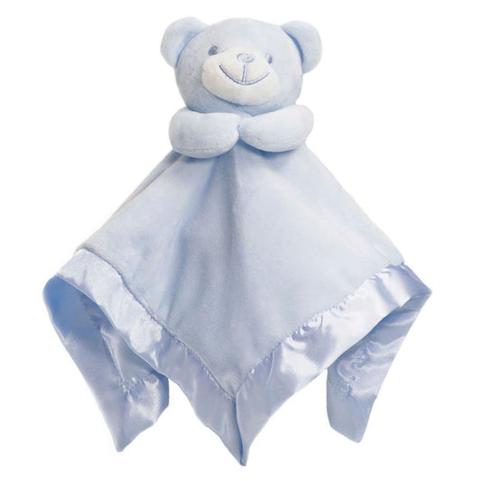 Baby Comforter plush Security Blanket With Satin Back- Blue Bear