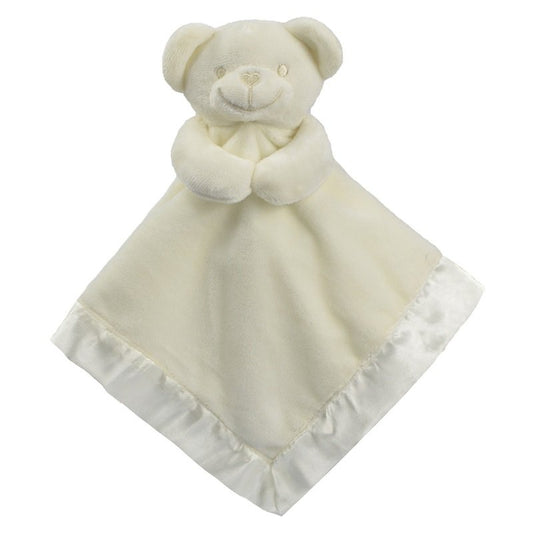 Baby Comforter plush Security Blanket With Satin Back- Cream Bear