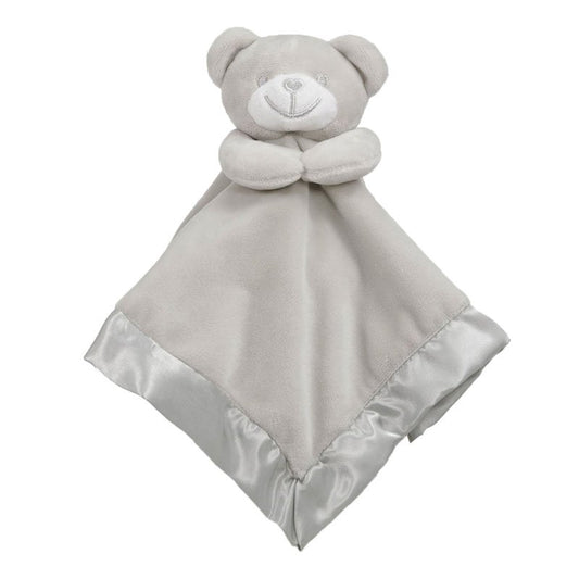 Baby Comforter plush Security Blanket With Satin Back - Grey Bear