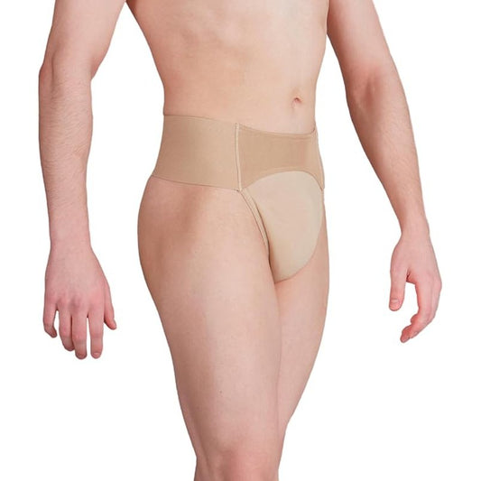 silky Men's Thong Dance Belt, Quilted Panel Dance Brief, Cotton Dancebelt, Nude - Mayra Hosiery
