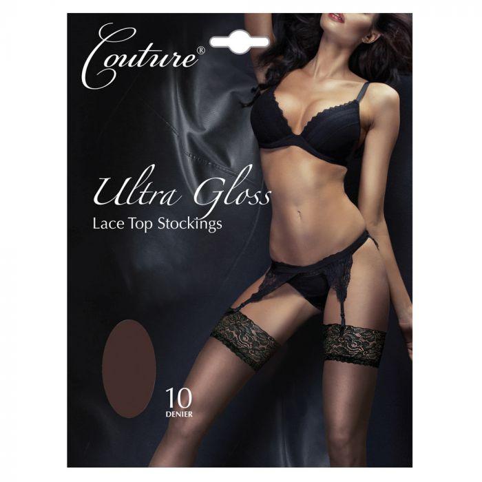COUTURE Ultra Gloss Lace Top Stockings - Mayra Hosiery