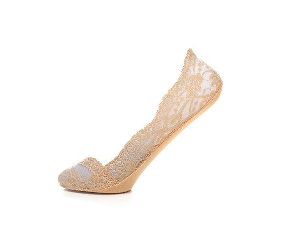 Ladies Anti-slip Lace Liners Sheer Footsies Socks - Nude, Black, White, Pink, UK 4-7