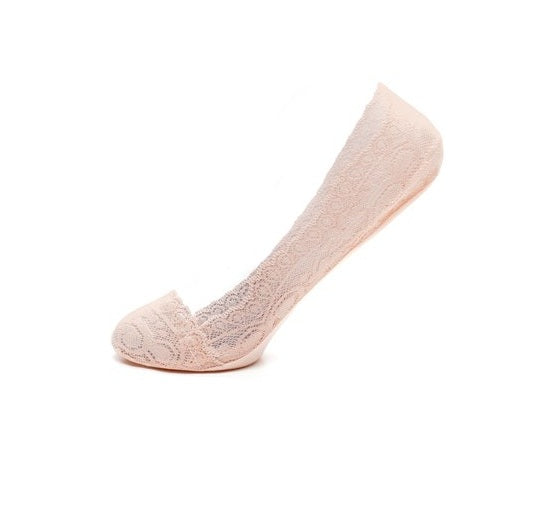 Ladies Anti-slip Lace Liners Sheer Footsies Socks - Nude, Black, White, Pink, UK 4-7