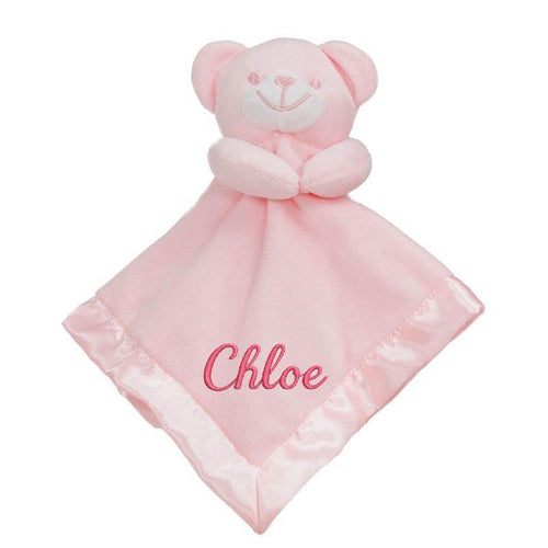 Baby Comforter plush Security Blanket With Satin Back - Pink Bear