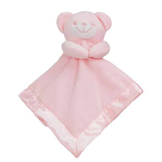 Baby Comforter plush Security Blanket With Satin Back - Pink Bear