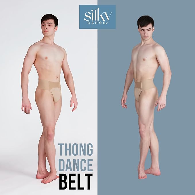 silky Men's Thong Dance Belt, Quilted Panel Dance Brief, Cotton Dancebelt, Nude - Mayra Hosiery