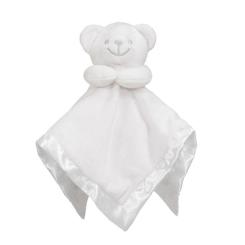 Baby Comforter plush Security Blanket With Satin Back - White Bear