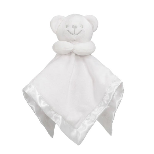Baby Comforter plush Security Blanket With Satin Back - White Bear